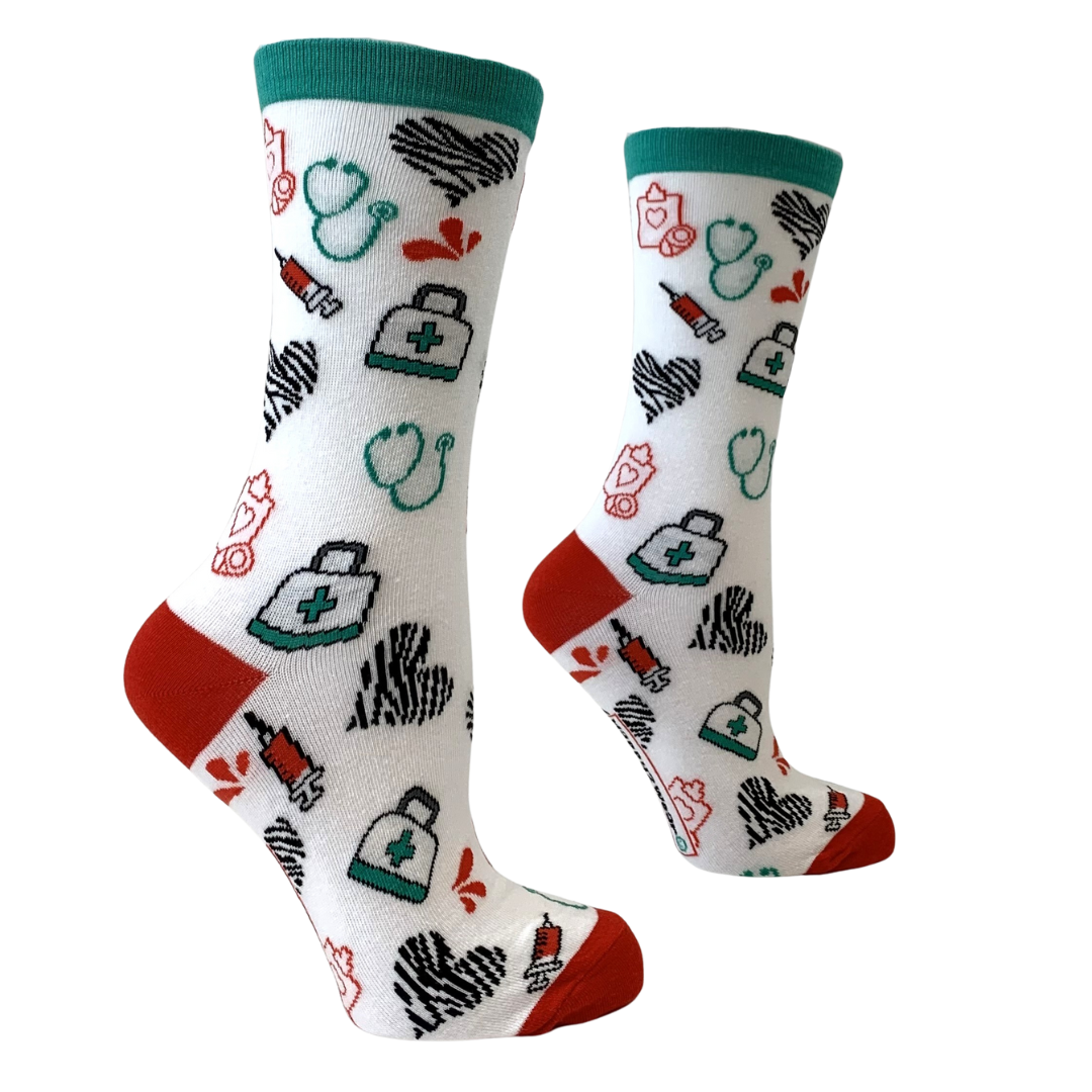 H2W Sokken zorgprofessional - Zebra zwart wit