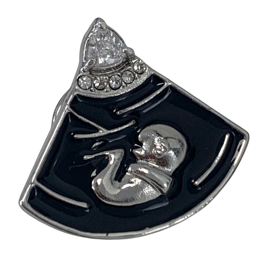 Kraamzorg / verloskunde Broche Foetus uterus ZILVER