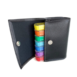 Pillenetui faux leather zwart - 7 pillendoosjes voor 7 dagen