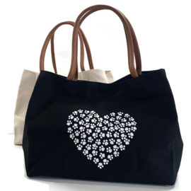 Canvas Schoudertas DIERZORG - shopper Zwart HART