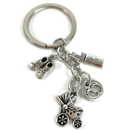 Sleutelhanger Kraamzorg bedels ( schoentje, flesje, voetjes, buggy)