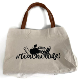 Canvas shopper - schoudertas - Teacherlife Naturel