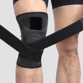 Elastische kniebandage sportbrace zwart/grijs