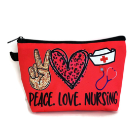 Verpleegkundige-tasje PEACE LOVE NURSING voor tools & cosmetica