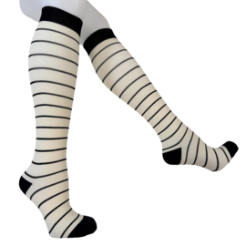 Compressie kousen - Streep Beige Zwart