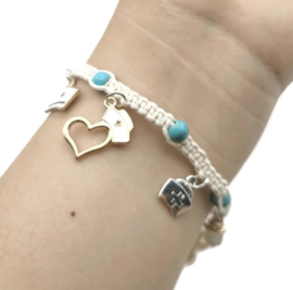Armband knoop + bedeltjes - Zorg