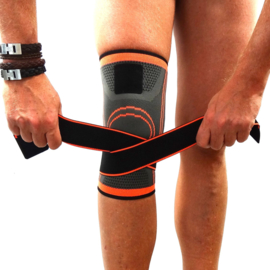 Elastische kniebandage sportbrace Oranje/grijs