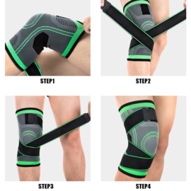 Elastische kniebandage sportbrace Groen/grijs