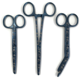 Scharenset zorg Platina bloem Metallic Blauw (3-set)