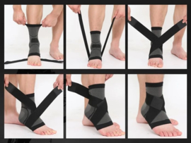 Elastische enkelbandage sportbrace grijs/zwart