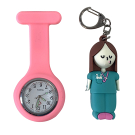 Zorgprofessional setje - Horloge + ampulopener - Roze