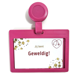 Badge  + zipper Roze