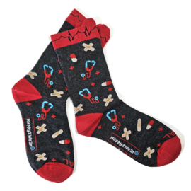 Happy2Wear Zorgsokken Heartbeat Donkergrijs