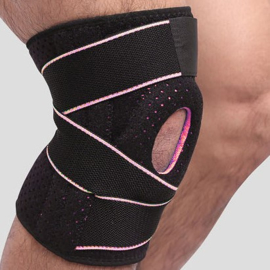 Knie Brace Topline strings + gel pelotte zwart/Roze