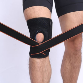 Knie Brace Topline strings + gel pelotte zwart/Oranje