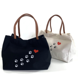 Canvas Schoudertas DIERZORG - shopper Zwart - POOTJESPAD