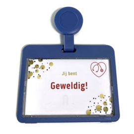 Badge + zipper Grijsblauw