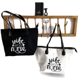 Schoudertas Verpleegkunde - Wife Mom Nurse Zwart