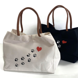 Canvas Schoudertas DIERZORG - shopper Naturel - POOTJESPAD