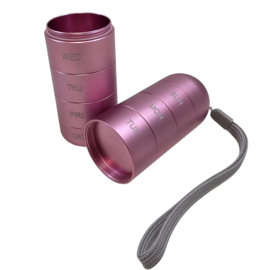 Waterdicht - 7-dagen Pillendoos - metaal schroefdraad robuust ROZE