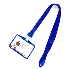 Metallic Pashouder - Badgeholder + Lanyard - Blauw