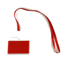 Acryl Pashouder / badgeholder + Lanyard - Rood