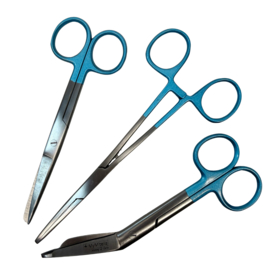 Scharenset Metallic handvatten - LICHTBLAUW (kocher - verpleegkundige schaar & verbandschaar)