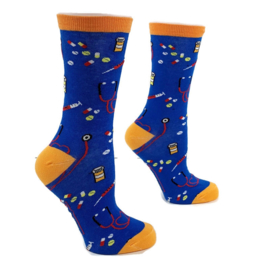 Happy2Wear sokken Vaccinatie & pillen - Oranje blauw