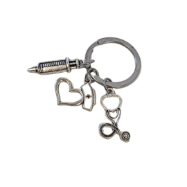 Sleutelhanger bedels stethoscoop - zorghart - spuit