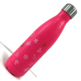 Dubbelwandige fles - onderwijs symbolen - Pink