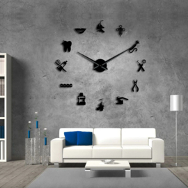 DIY klok voor aan de muur Tandarts Zwart