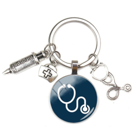 Sleutelhanger bedels stethoscoop blauw