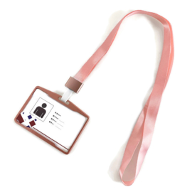 Metallic Pashouder - Badgeholder + Lanyard - Rosé