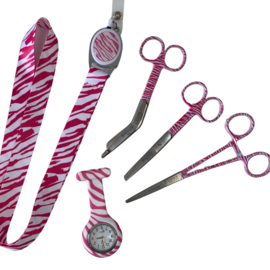 Verpleeghorloge Pink Zebra Clip