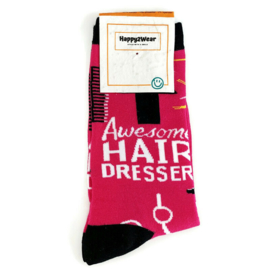 Happy2Wear sokken Hairdresser Awesome & Pink