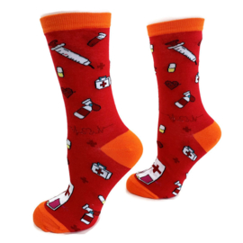 Happy2Wear Zorgsokken Happy Stethoscoop Red