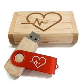 USB stick Hout & color Zorghart - in luxe box - Oranje