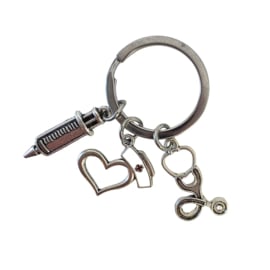 Sleutelhanger bedels stethoscoop - zorghart - spuit