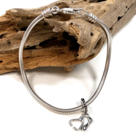 Slangen armband (925 zilver) met bedel - zorg - stethoscoop