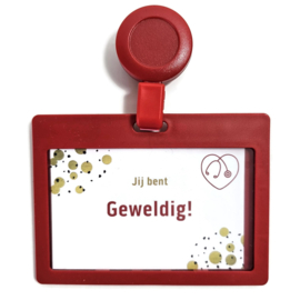 Badge + zipper Rood
