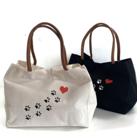 Canvas Schoudertas DIERZORG - shopper Naturel - POOTJESPAD