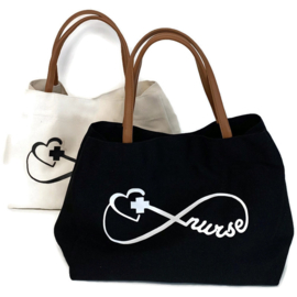 Canvas Schoudertas Forever Nurse - Zwart