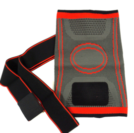 Elastische kniebandage sportbrace Rood/grijs
