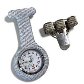 Siliconen verpleeghorloge + pennenclip Jeans Grey