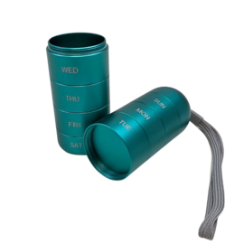 Waterdicht - 7-dagen Pillendoos - metaal schroefdraad robuust AQUA