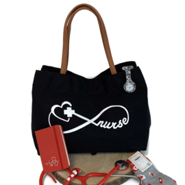 Canvas Schoudertas Forever Nurse - Zwart