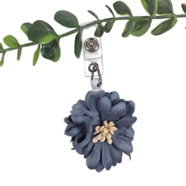 Flower Textiel - Jojo - trekkoord voor badge of sleutel Stone-Bleu