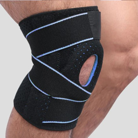 Knie Brace Topline strings + gel pelotte zwart/Blauw