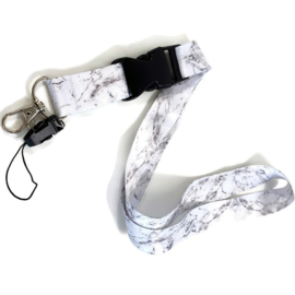 Lanyard - keycord - Marmer grijs-wit