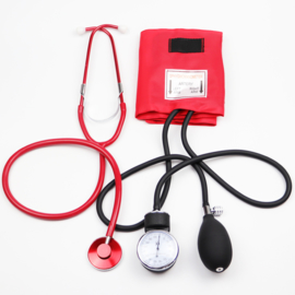 Set bloeddrukmeter & stethoscoop Rood